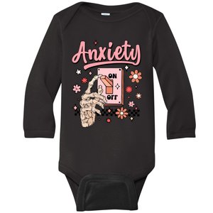 Anxiety On Off Funny Mental Health Awareness Cute Psychology Student Baby Long Sleeve Bodysuit