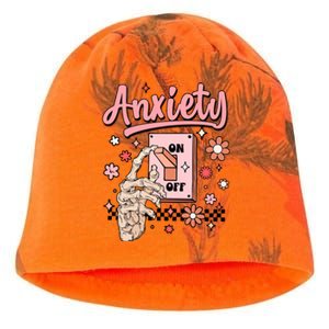 Anxiety On Off Funny Mental Health Awareness Cute Psychology Student Kati - Camo Knit Beanie