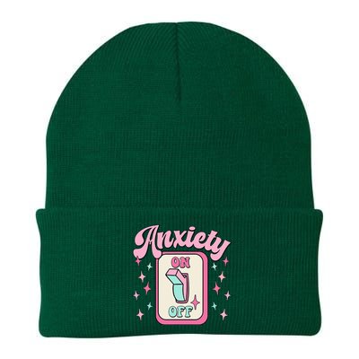 Anxiety On Off Switch Funny Mental Health Awareness Retro Knit Cap Winter Beanie