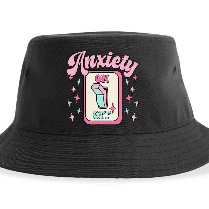 Anxiety On Off Switch Funny Mental Health Awareness Retro Sustainable Bucket Hat