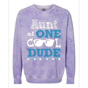 Aunt Of One Cool Dude Funny Birthday Boy Cool Colorblast Crewneck Sweatshirt