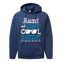 Aunt Of One Cool Dude Funny Birthday Boy Cool Performance Fleece Hoodie