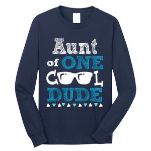 Aunt Of One Cool Dude Funny Birthday Boy Cool Long Sleeve Shirt