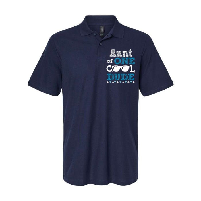 Aunt Of One Cool Dude Funny Birthday Boy Cool Softstyle Adult Sport Polo