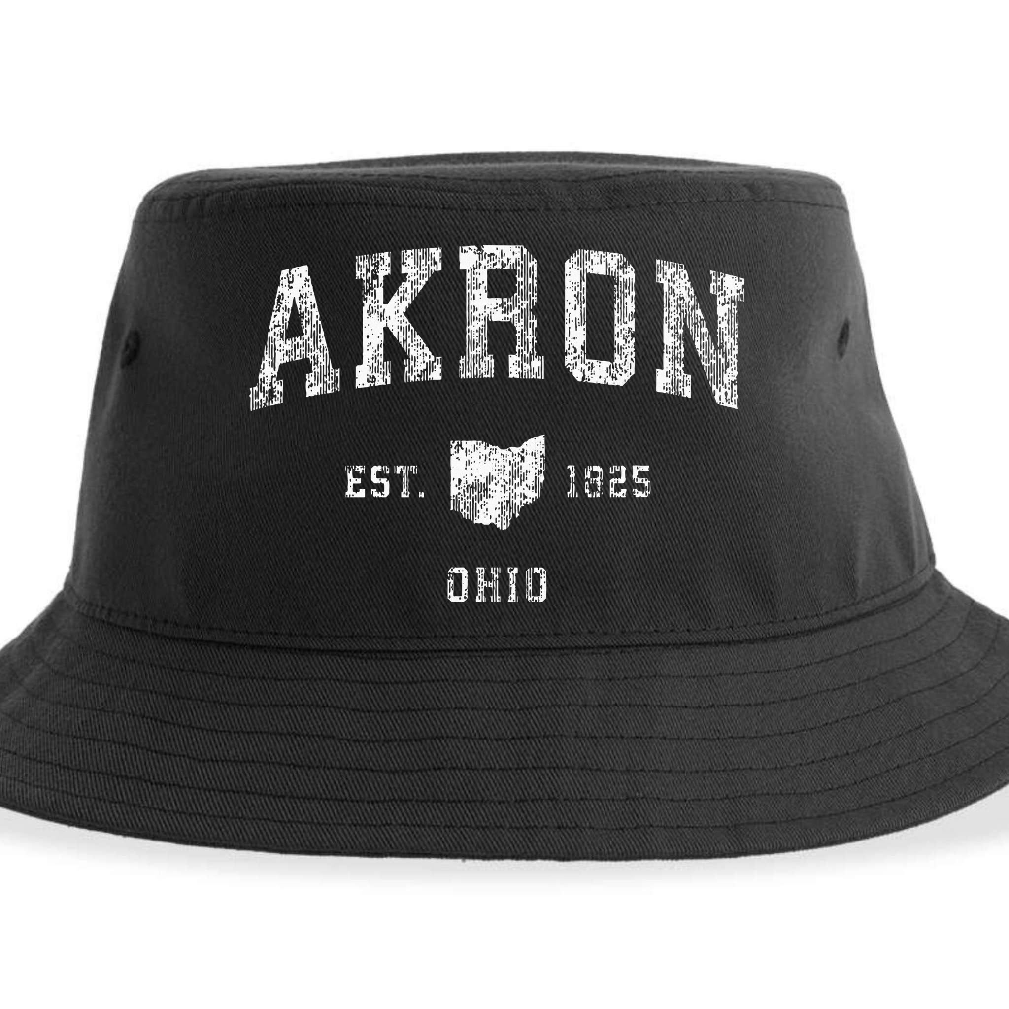 Akron Ohio Oh Vintage Athletic Sports Sustainable Bucket Hat
