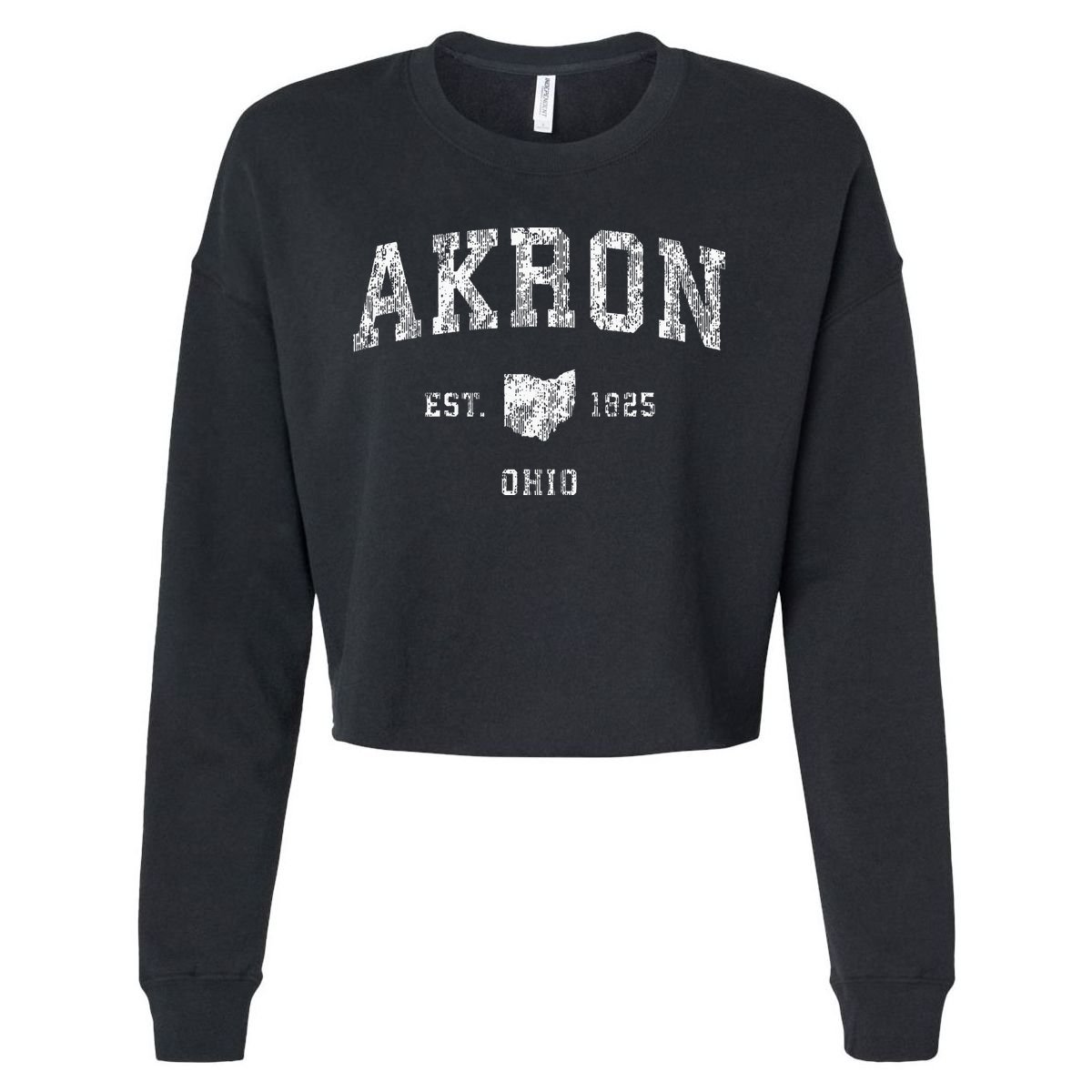 Akron Ohio Oh Vintage Athletic Sports Cropped Pullover Crew