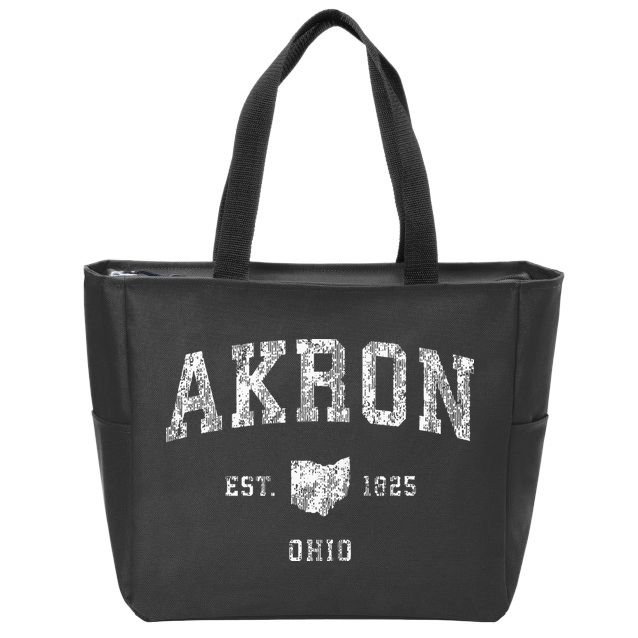 Akron Ohio Oh Vintage Athletic Sports Zip Tote Bag