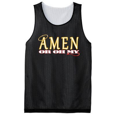 Amen Or Oh My Religious Quote Funny Novelty Design Mesh Reversible Basketball Jersey Tank