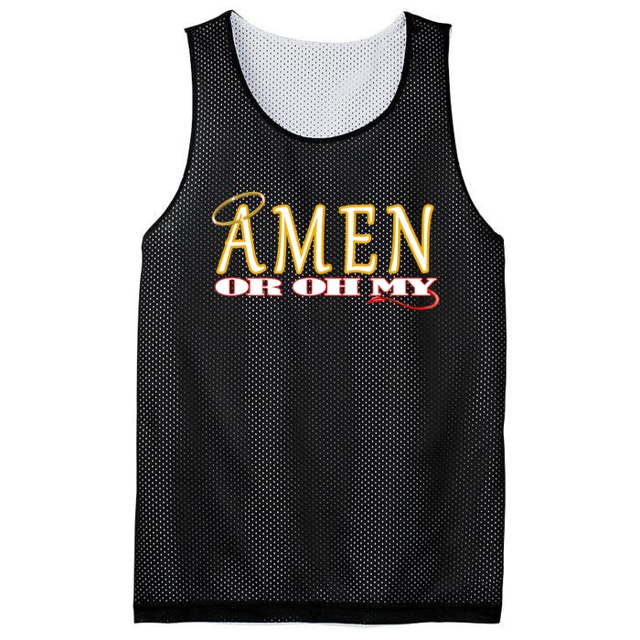 Amen Or Oh My Religious Quote Funny Novelty Design Mesh Reversible Basketball Jersey Tank