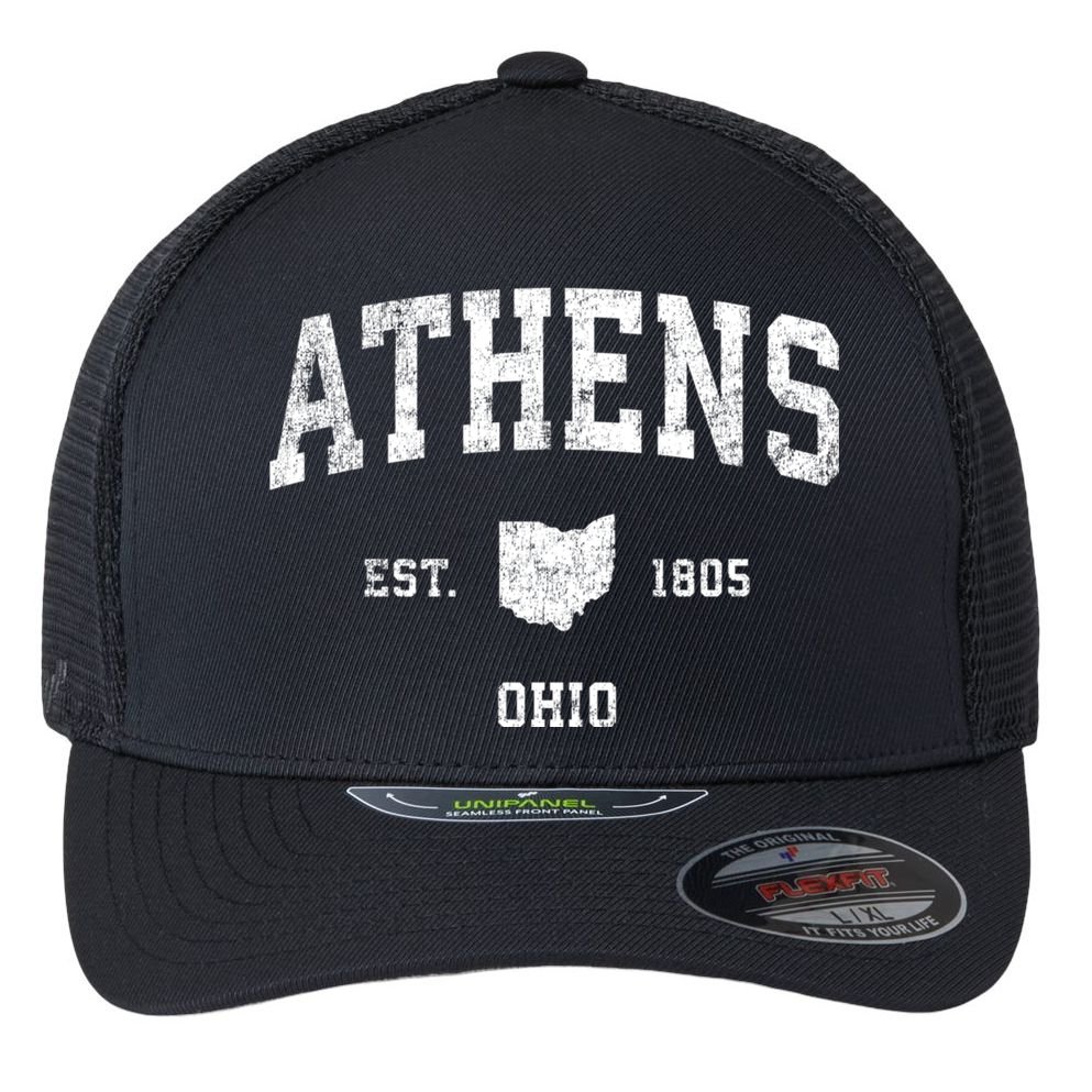 Athens Ohio Oh Vintage Sports Flexfit Unipanel Trucker Cap