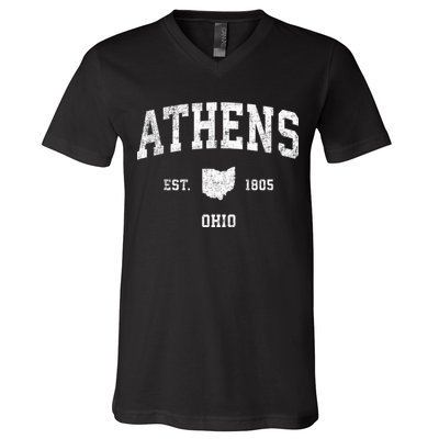 Athens Ohio Oh Vintage Sports V-Neck T-Shirt