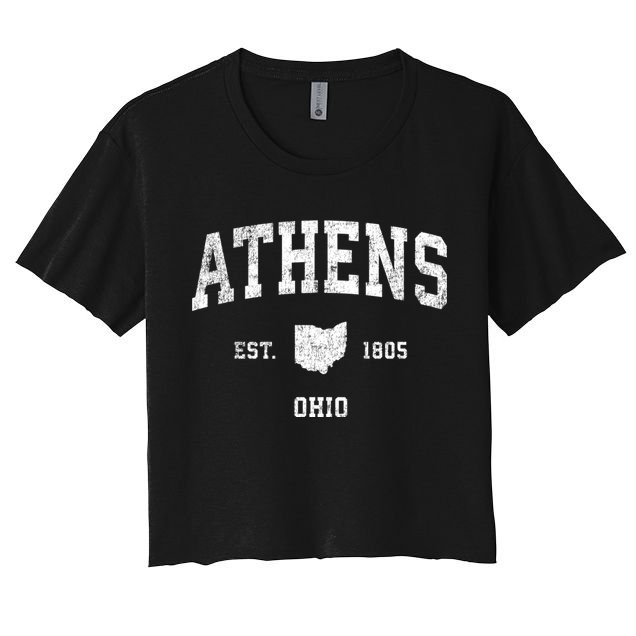 Athens Ohio Oh Vintage Sports Crop Top