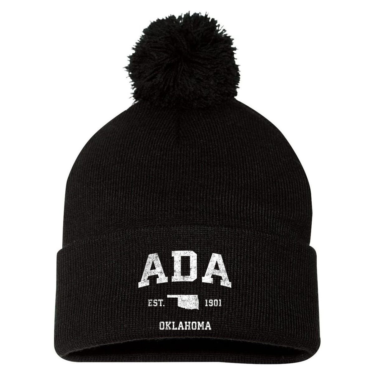 Ada Oklahoma Ok Vintage Sports Pom Pom 12in Knit Beanie