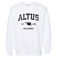 Altus Oklahoma Ok Vintage Sports Design Black Print Garment-Dyed Sweatshirt