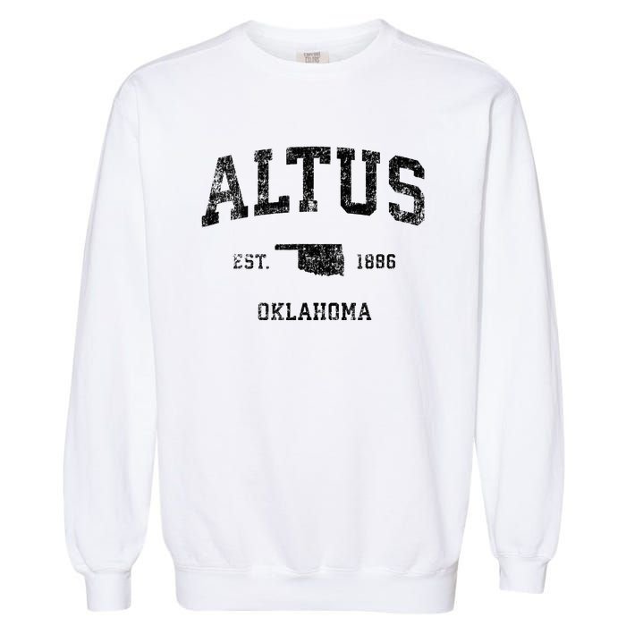 Altus Oklahoma Ok Vintage Sports Design Black Print Garment-Dyed Sweatshirt