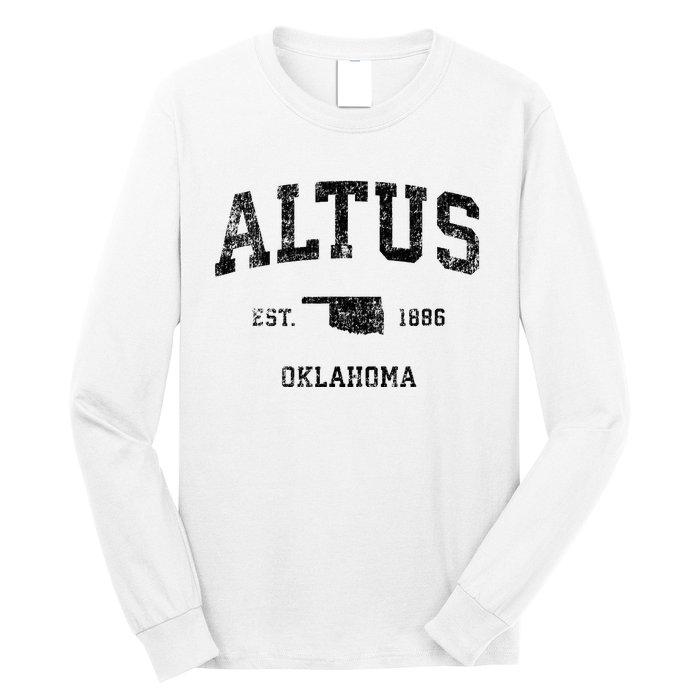 Altus Oklahoma Ok Vintage Sports Design Black Print Long Sleeve Shirt