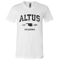 Altus Oklahoma Ok Vintage Sports Design Black Print V-Neck T-Shirt