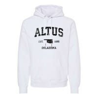 Altus Oklahoma Ok Vintage Sports Design Black Print Premium Hoodie