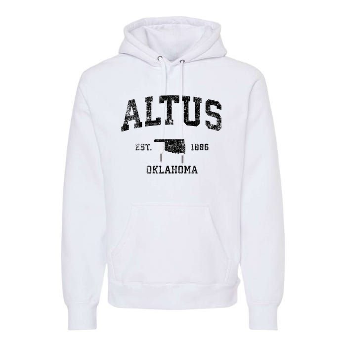 Altus Oklahoma Ok Vintage Sports Design Black Print Premium Hoodie