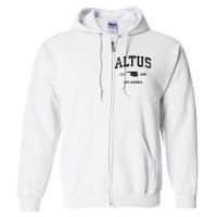 Altus Oklahoma Ok Vintage Sports Design Black Print Full Zip Hoodie