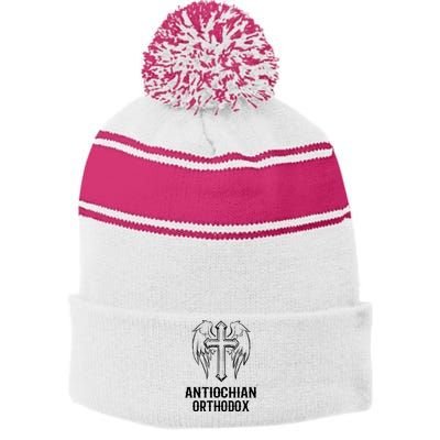 Antiochian Orthodox / Orthodox Christian Modern Font Design Stripe Pom Pom Beanie