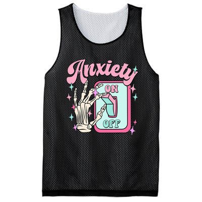 Anxiety On Off Switch Anxiety On Skeleton Hand Mental Health Mesh Reversible Basketball Jersey Tank