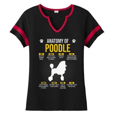 Anatomy Of Poodle Dog Lover Ladies Halftime Notch Neck Tee