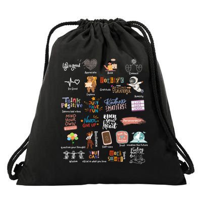 Abc Of Positive And Encouraging Words Drawstring Bag