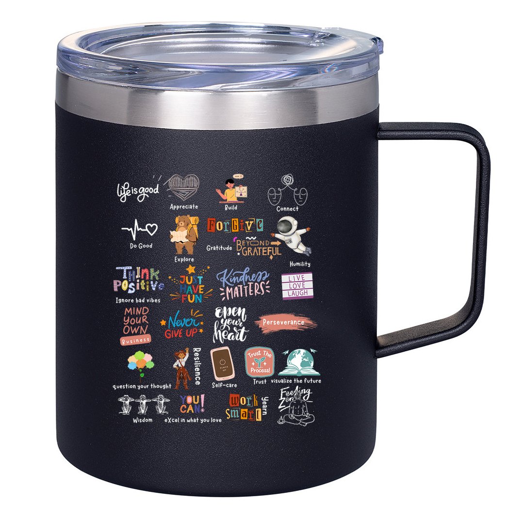 Abc Of Positive And Encouraging Words 12oz Stainless Steel Coffee Mug