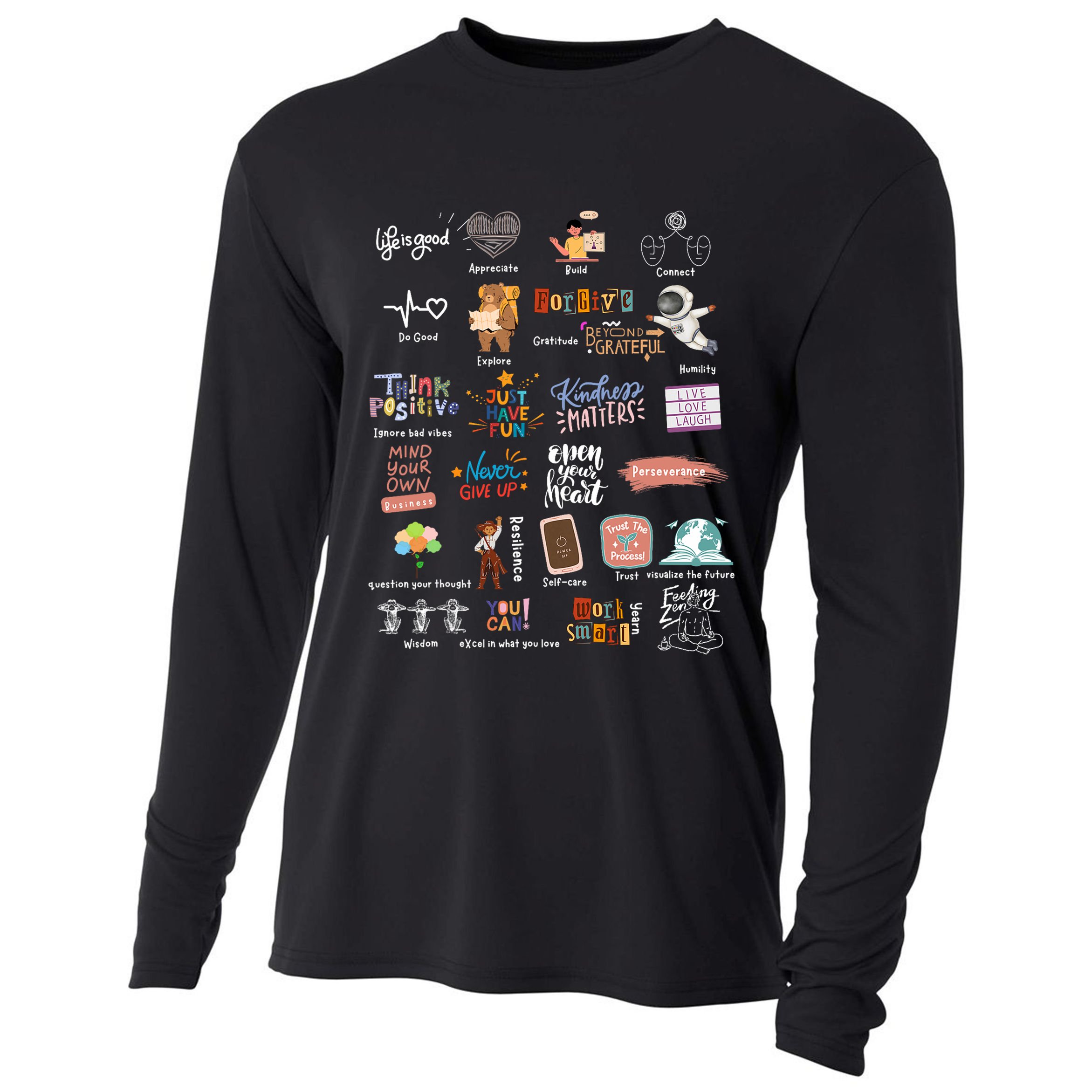 Abc Of Positive And Encouraging Words Cooling Performance Long Sleeve Crew