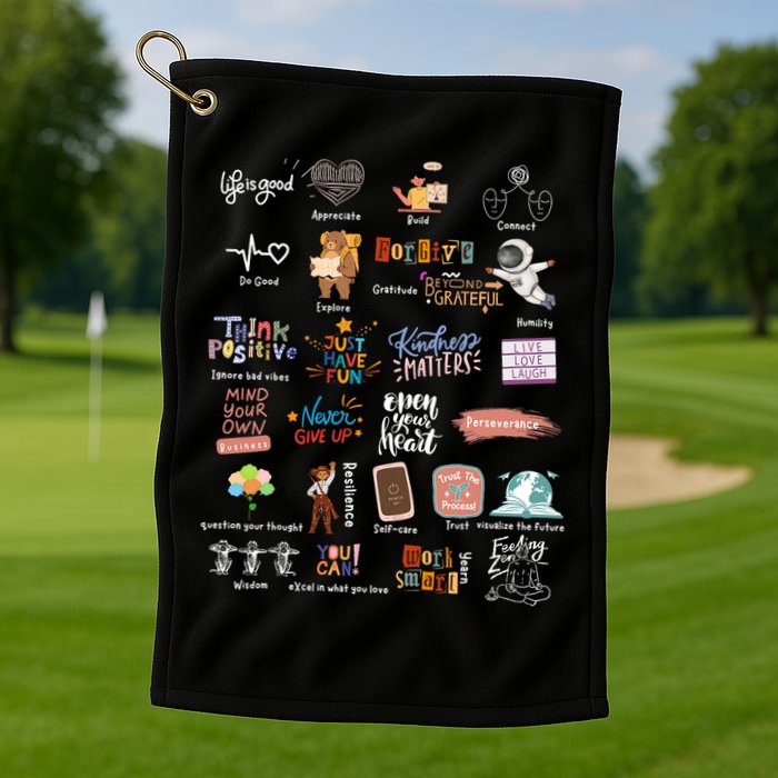 Abc Of Positive And Encouraging Words Golf Towel