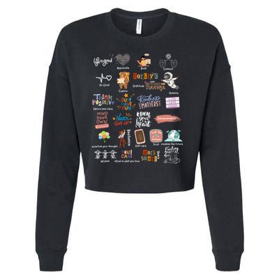 Abc Of Positive And Encouraging Words Cropped Pullover Crew
