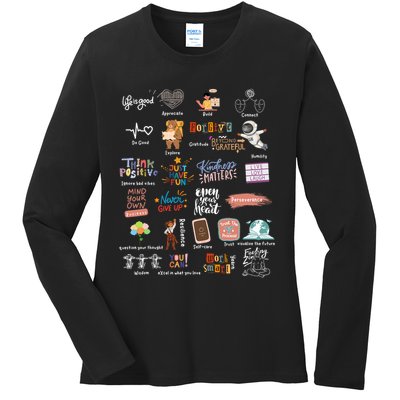 Abc Of Positive And Encouraging Words Ladies Long Sleeve Shirt