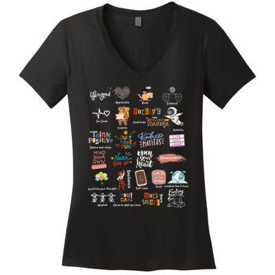 Abc Of Positive And Encouraging Words Women's V-Neck T-Shirt