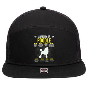 Anatomy Of Poodle Dog Lover Funny 7 Panel Mesh Trucker Snapback Hat