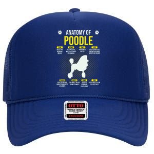 Anatomy Of Poodle Dog Lover Funny High Crown Mesh Back Trucker Hat