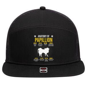 Anatomy Of Papillion Dog Lover 7 Panel Mesh Trucker Snapback Hat