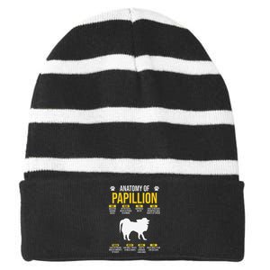 Anatomy Of Papillion Dog Lover Striped Beanie with Solid Band