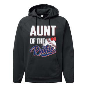 Aunt of Rookie 1 Years old Team 1st Birthday Baseball Performance Fleece Hoodie