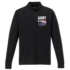 Aunt of Rookie 1 Years old Team 1st Birthday Baseball Performance Long Sleeve Polo