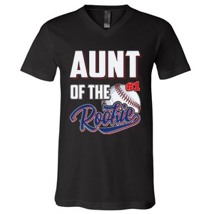 Aunt of Rookie 1 Years old Team 1st Birthday Baseball V-Neck T-Shirt