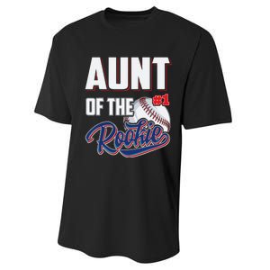 Aunt of Rookie 1 Years old Team 1st Birthday Baseball Performance Sprint T-Shirt