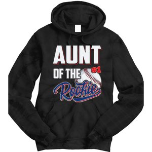 Aunt of Rookie 1 Years old Team 1st Birthday Baseball Tie Dye Hoodie