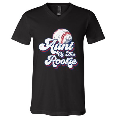 Aunt of Rookie 1st Birthday Baseball Theme Matching Party V-Neck T-Shirt