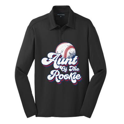 Aunt of Rookie 1st Birthday Baseball Theme Matching Party Silk Touch Performance Long Sleeve Polo