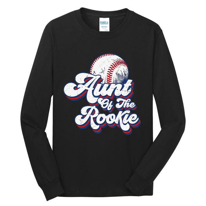 Aunt of Rookie 1st Birthday Baseball Theme Matching Party Tall Long Sleeve T-Shirt