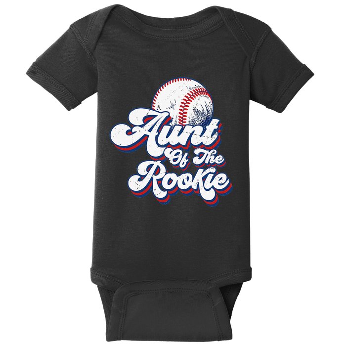 Aunt of Rookie 1st Birthday Baseball Theme Matching Party Baby Bodysuit