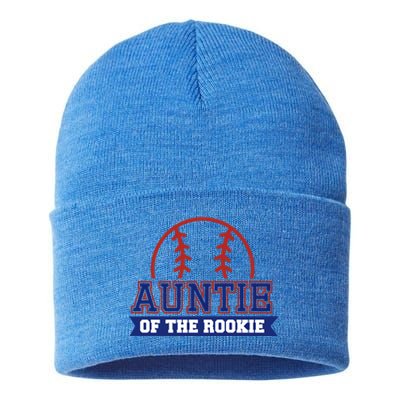 Auntie Of Rookie 1st Birthday Baseball Theme Matching Party Funny Gift Sustainable Knit Beanie