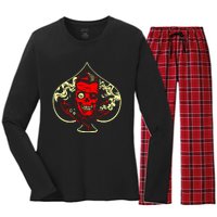 Ace Of Spades Zombie Women's Long Sleeve Flannel Pajama Set 