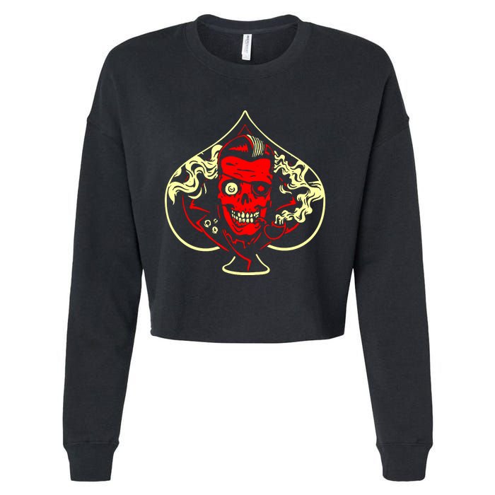 Ace Of Spades Zombie Cropped Pullover Crew